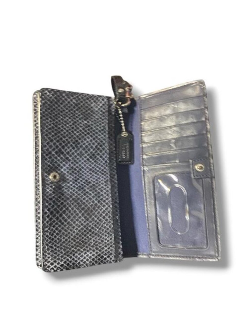 COACH Gray Snake Embossed Leather Wristlet Clutch - Picture 2 of 3